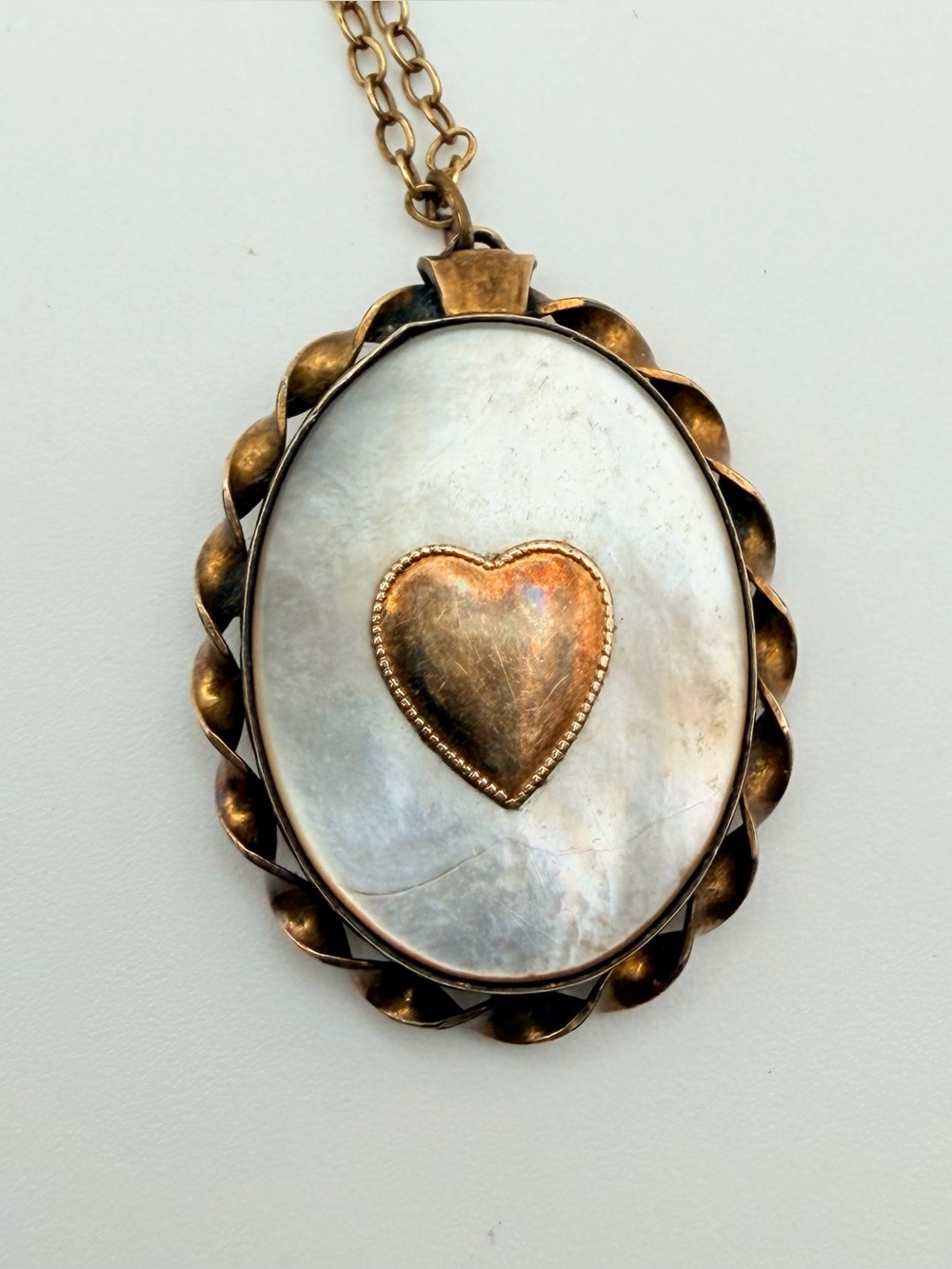 Vintage 40s Gold Filled Over Sterling Mother of Pearl Sweetheart Locket
